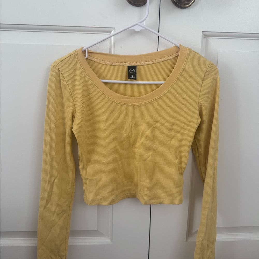 Daisy Mustard Ribbed Long Sleeve Top